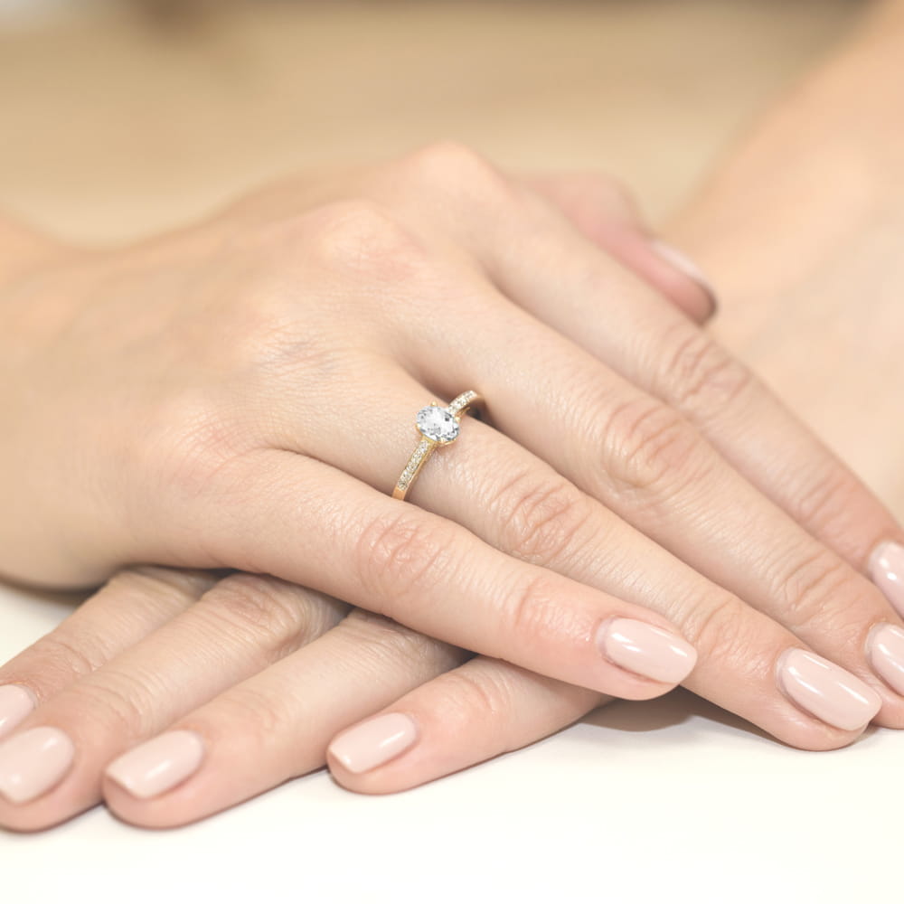 Inel Aur 9K cu Safir Alb 0.50 ct
