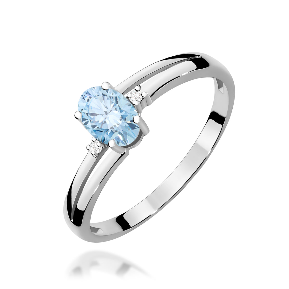 Inel Aur 14K cu Diamante Albastru de Laborator 0.53 ct