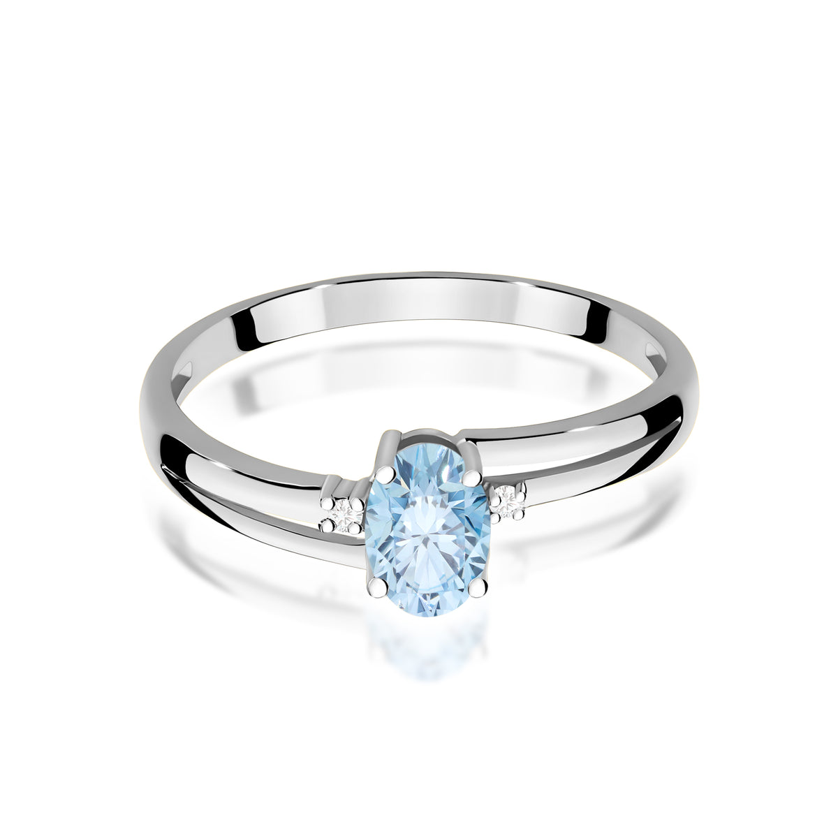 Inel Aur 14K cu Diamante Albastru de Laborator 0.53 ct
