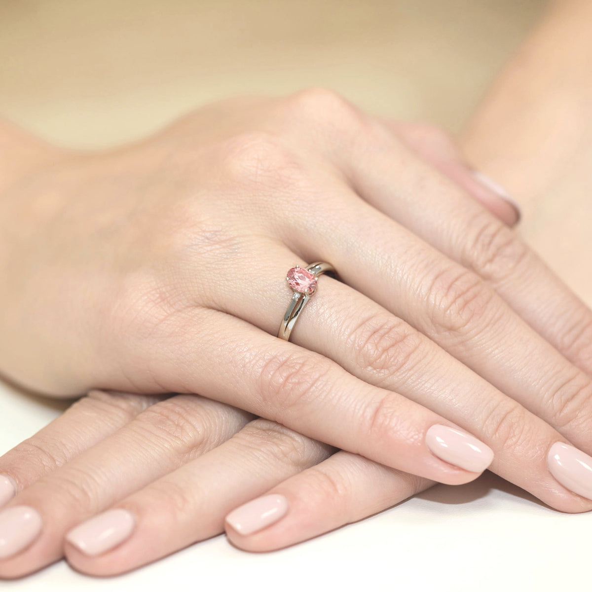 Inel Aur 14K cu Diamante Roz de Laborator 0.53 ct