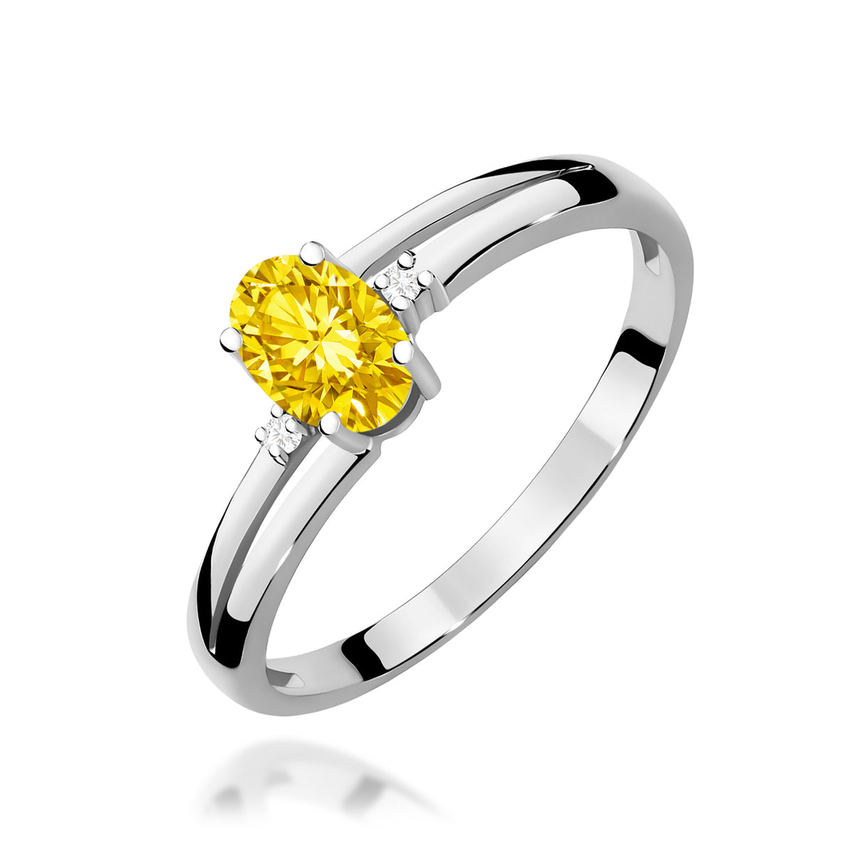 Inel Aur 14K cu Diamante Galben de Laborator 0.53 ct