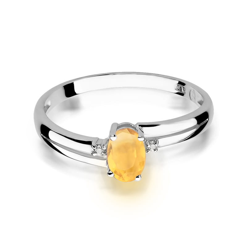 Inel Aur 9K cu Citrin 0.60 ct si Diamante Naturale 0.03 ct