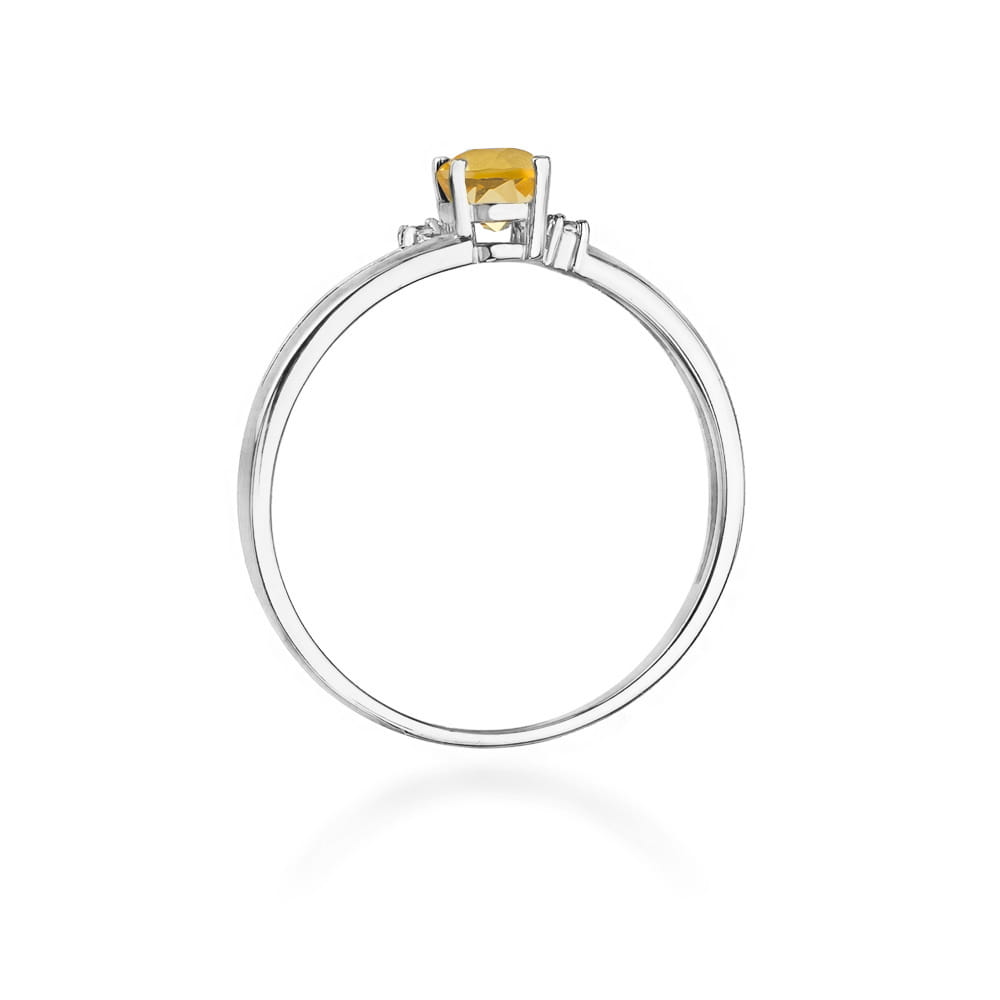 Inel Aur 9K cu Citrin 0.60 ct si Diamante Naturale 0.03 ct