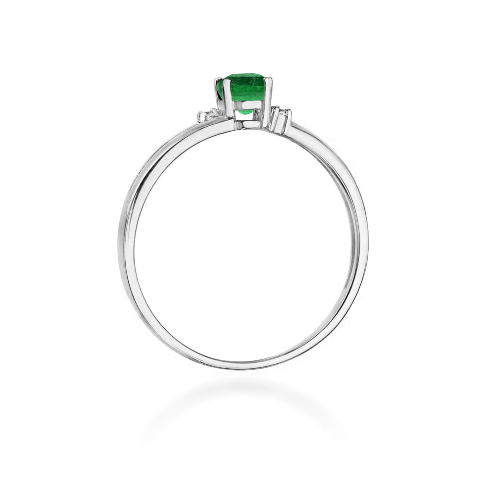 Inel Aur 9K cu Smarald 0.40 ct si Diamante Naturale 0.03 ct