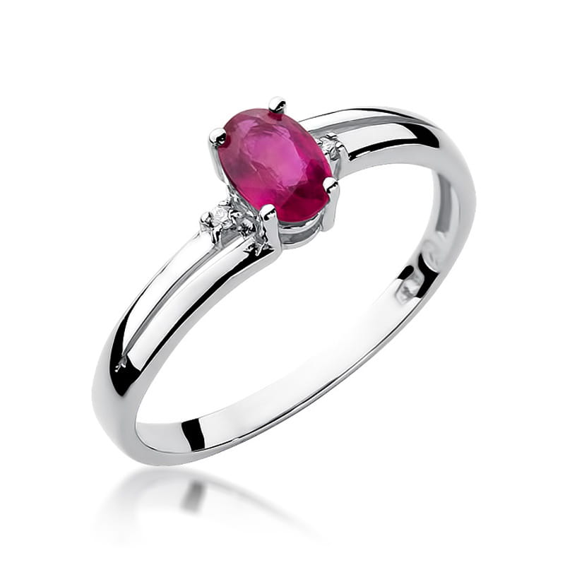 Inel Aur 9K cu Rubin 0.60 ct si Diamante Naturale 0.03 ct