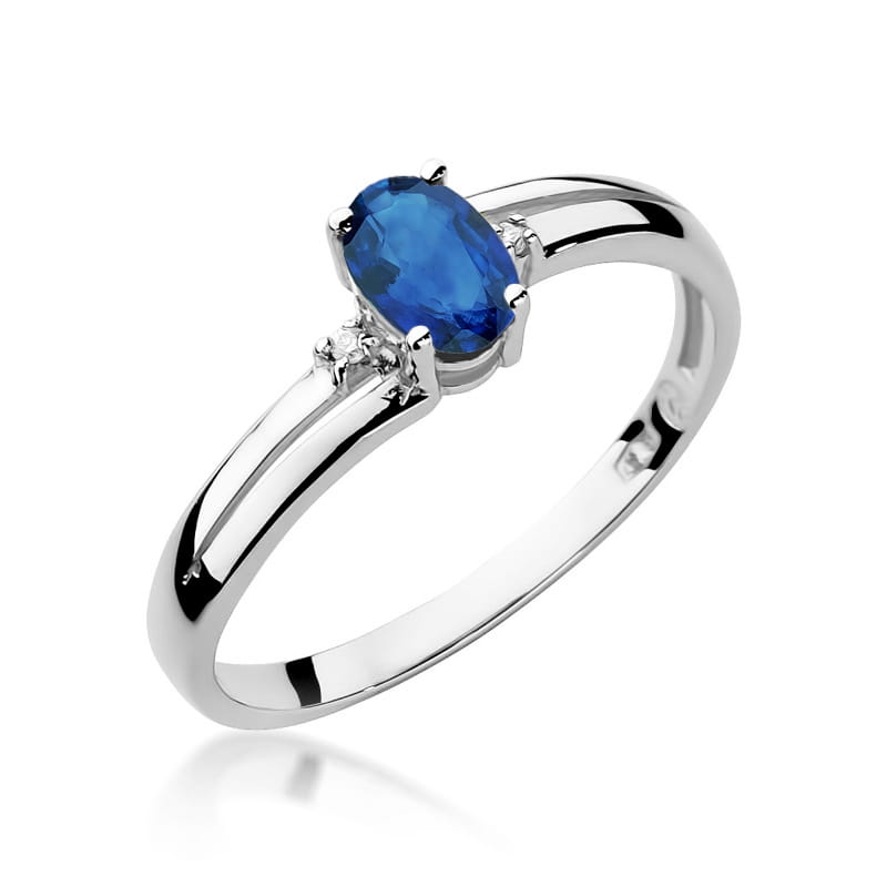 Inel Aur 9K cu Safir 0.70 ct si Diamante Naturale 0.03 ct