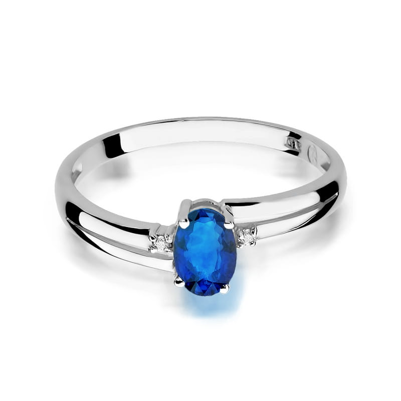 Inel Aur 9K cu Safir 0.70 ct si Diamante Naturale 0.03 ct