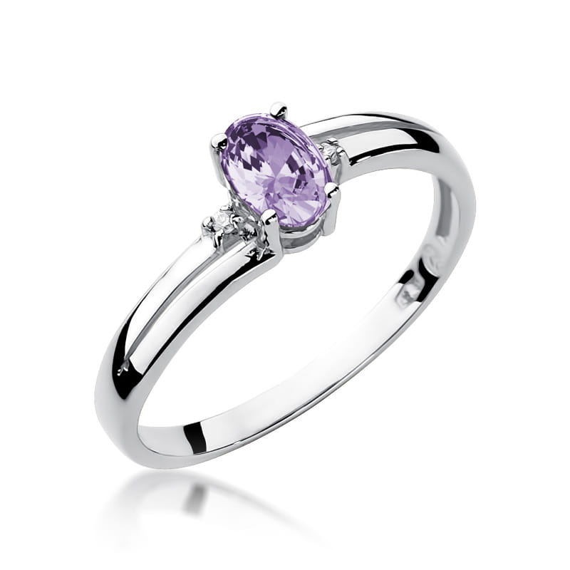 Inel Aur 9K cu Tanzanit 0.40 ct si Diamante Naturale 0.03 ct