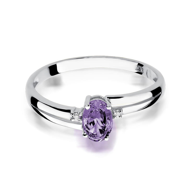 Inel Aur 9K cu Tanzanit 0.40 ct si Diamante Naturale 0.03 ct