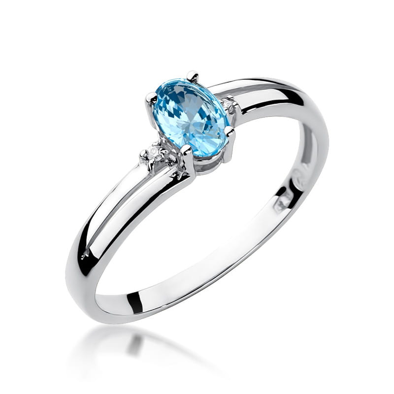 Inel Aur 9K cu Topaz Swiss 0.50 ct si Diamante Naturale 0.03 ct
