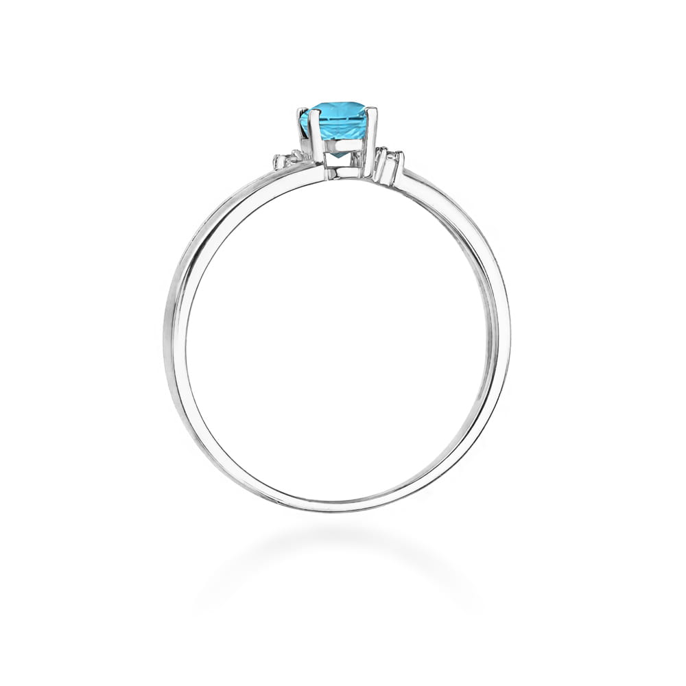 Inel Aur 9K cu Topaz Swiss 0.50 ct si Diamante Naturale 0.03 ct