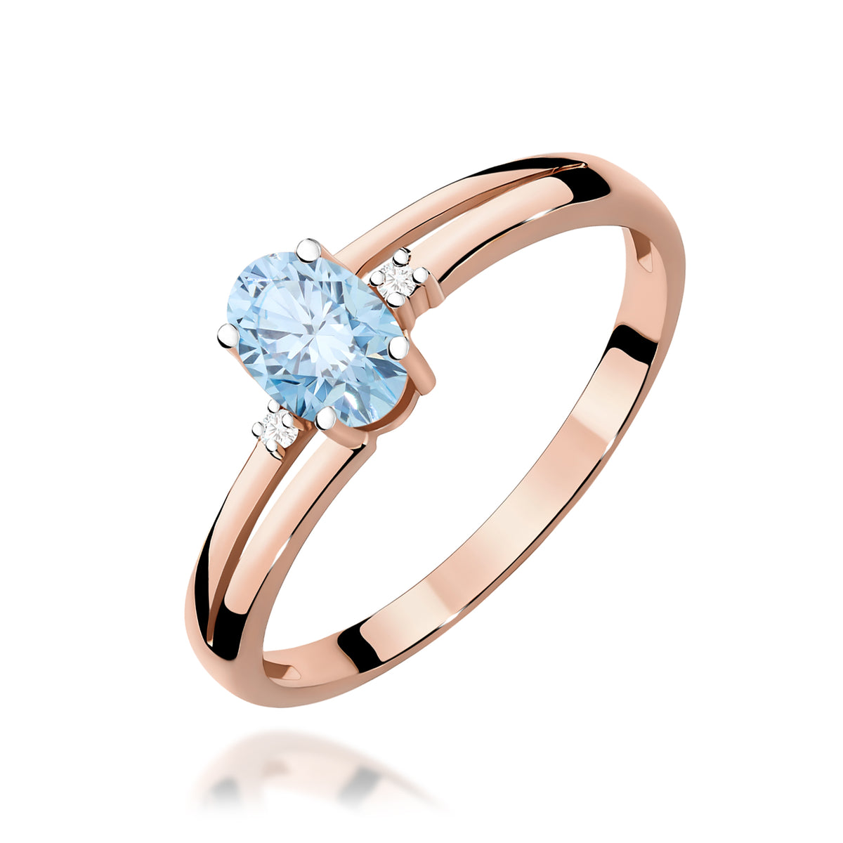 Inel Aur 14K cu Diamante Albastru de Laborator 0.53 ct