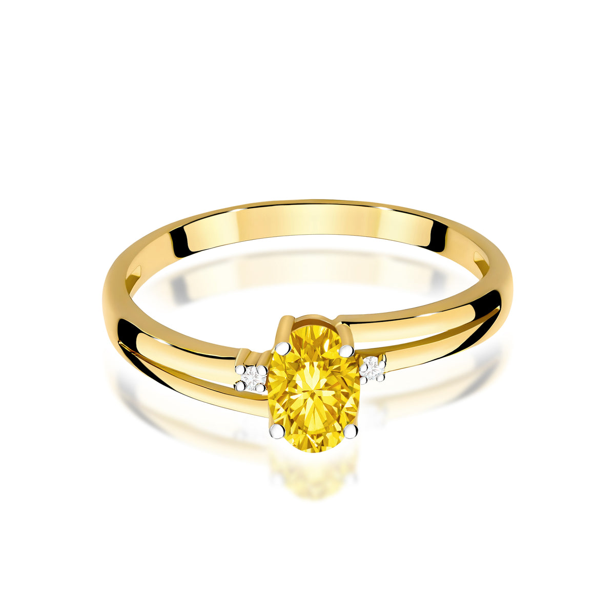 Inel Aur 14K cu Diamante Galben de Laborator 0.53 ct