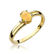 Inel Aur 9K cu Citrin 0.60 ct si Diamante Naturale 0.03 ct