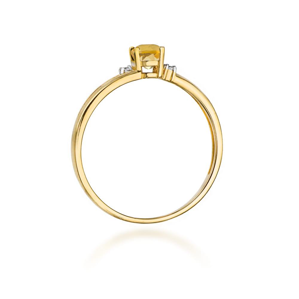 Inel Aur 9K cu Citrin 0.60 ct si Diamante Naturale 0.03 ct