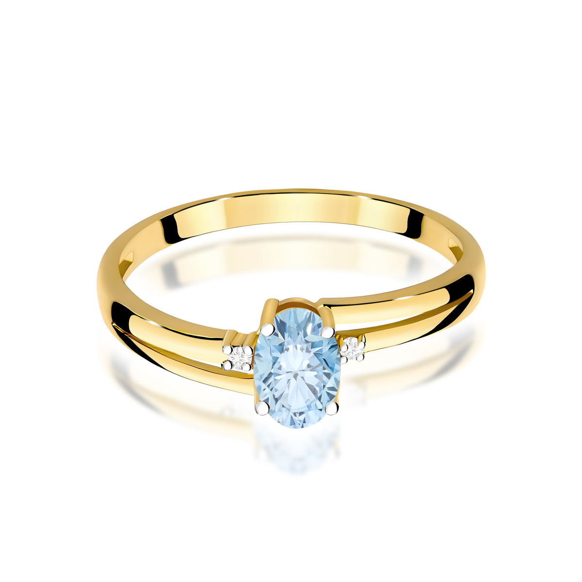 Inel Aur 9K cu Diamante Albastru de Laborator 0.53 ct