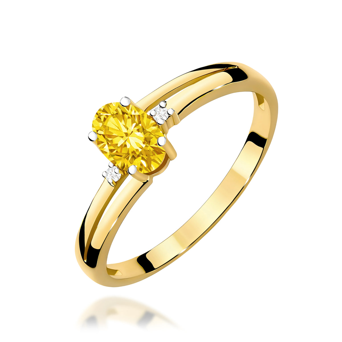 Inel Aur 9K cu Diamante Galben de Laborator 0.53 ct