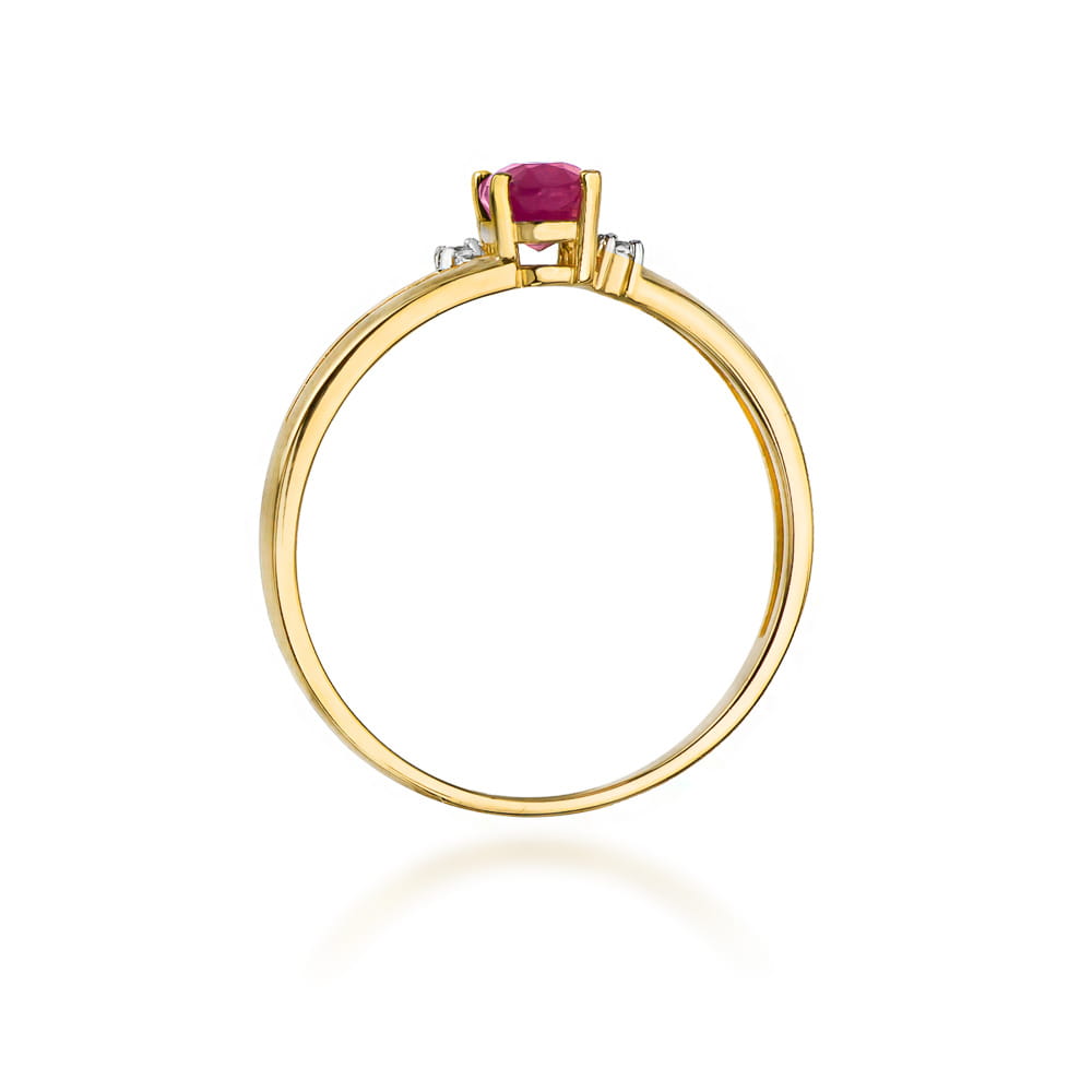 Inel Aur 9K cu Rubin 0.60 ct si Diamante Naturale 0.03 ct
