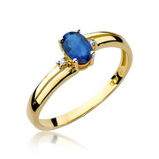 Inel Aur 9K cu Safir 0.70 ct si Diamante Naturale 0.03 ct