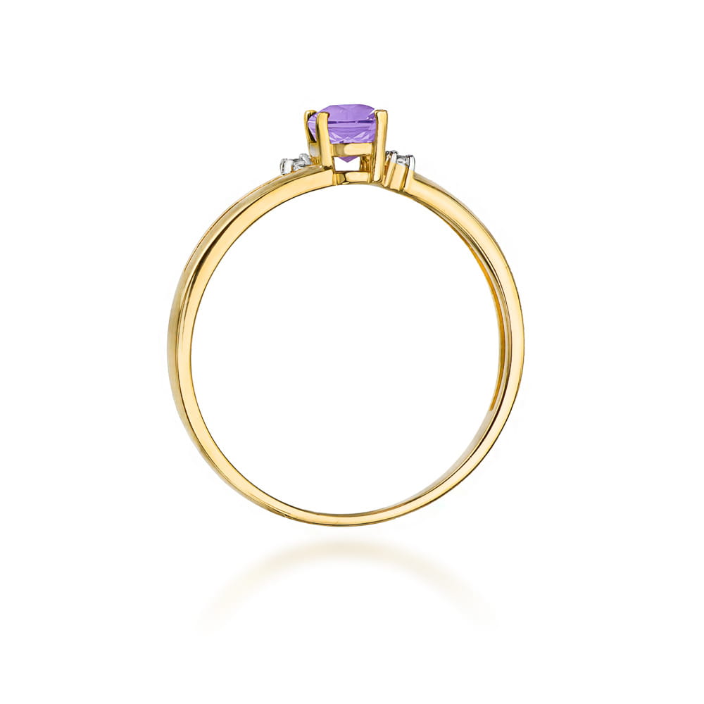 Inel Aur 9K cu Tanzanit 0.40 ct si Diamante Naturale 0.03 ct
