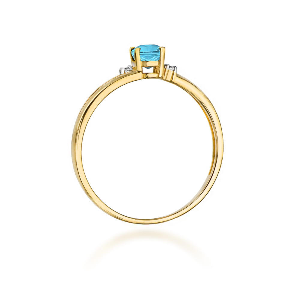 Inel Aur 9K cu Topaz Swiss 0.50 ct si Diamante Naturale 0.03 ct