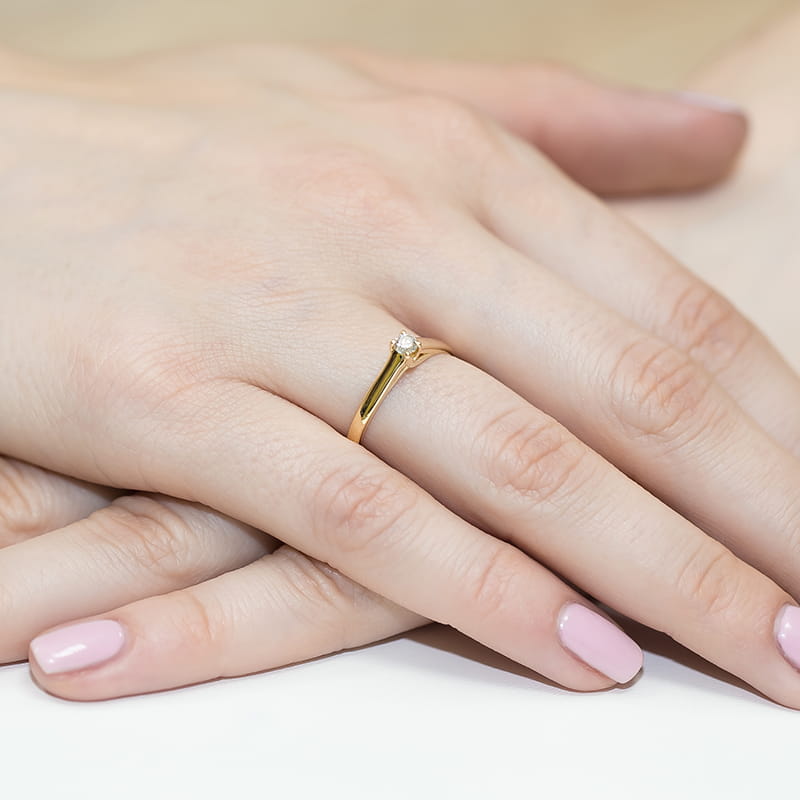 Inel Aur 9K cu Diamant Natural 0.10 ct