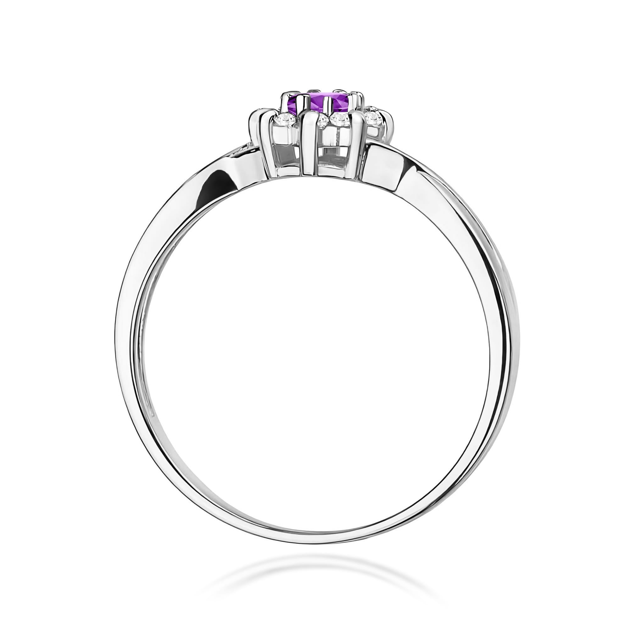 Inel Aur 9K cu Ametist 0.10 ct si Diamante Naturale 0.12 ct