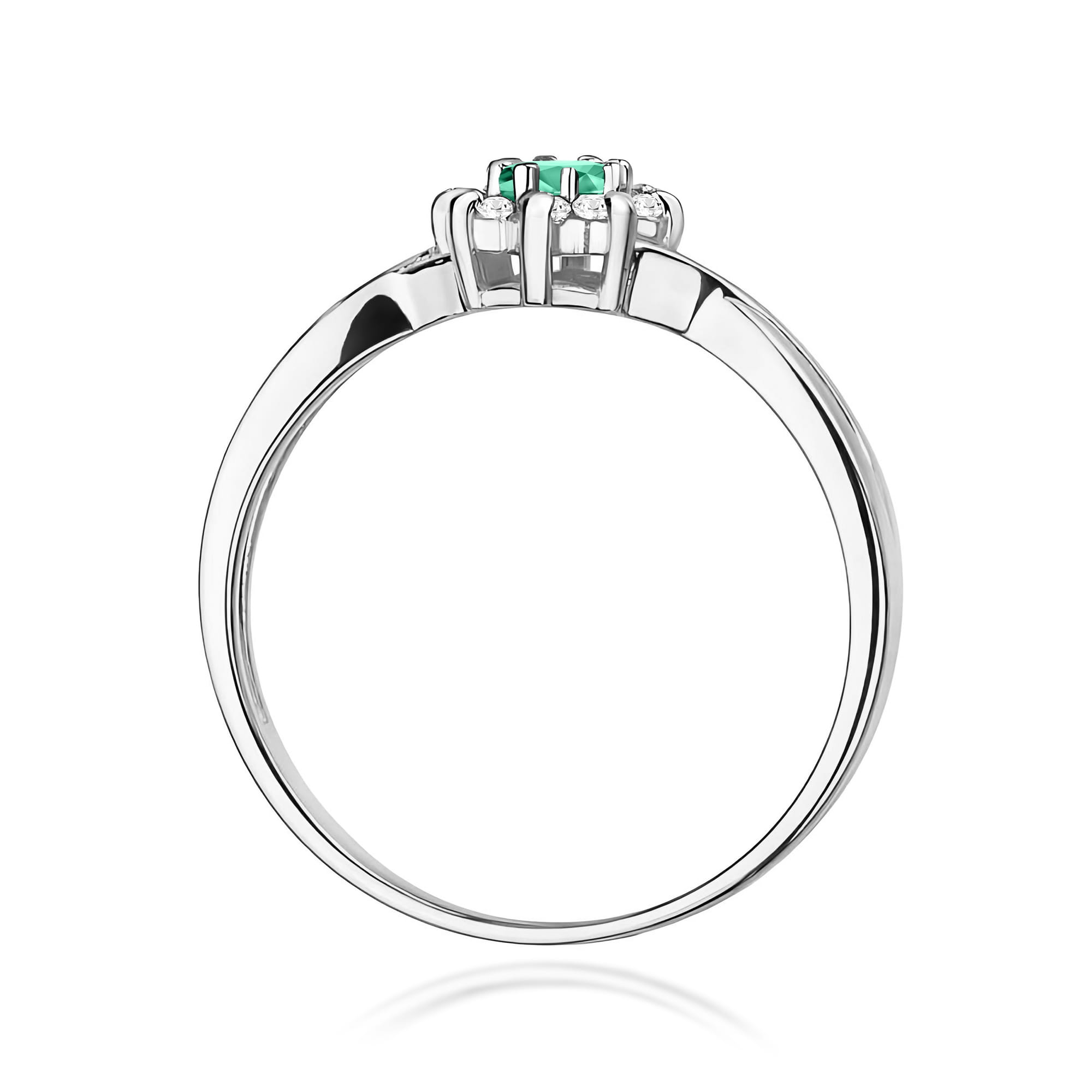 Inel Aur 9K cu Smarald 0.15 ct si Diamante Naturale 0.12 ct