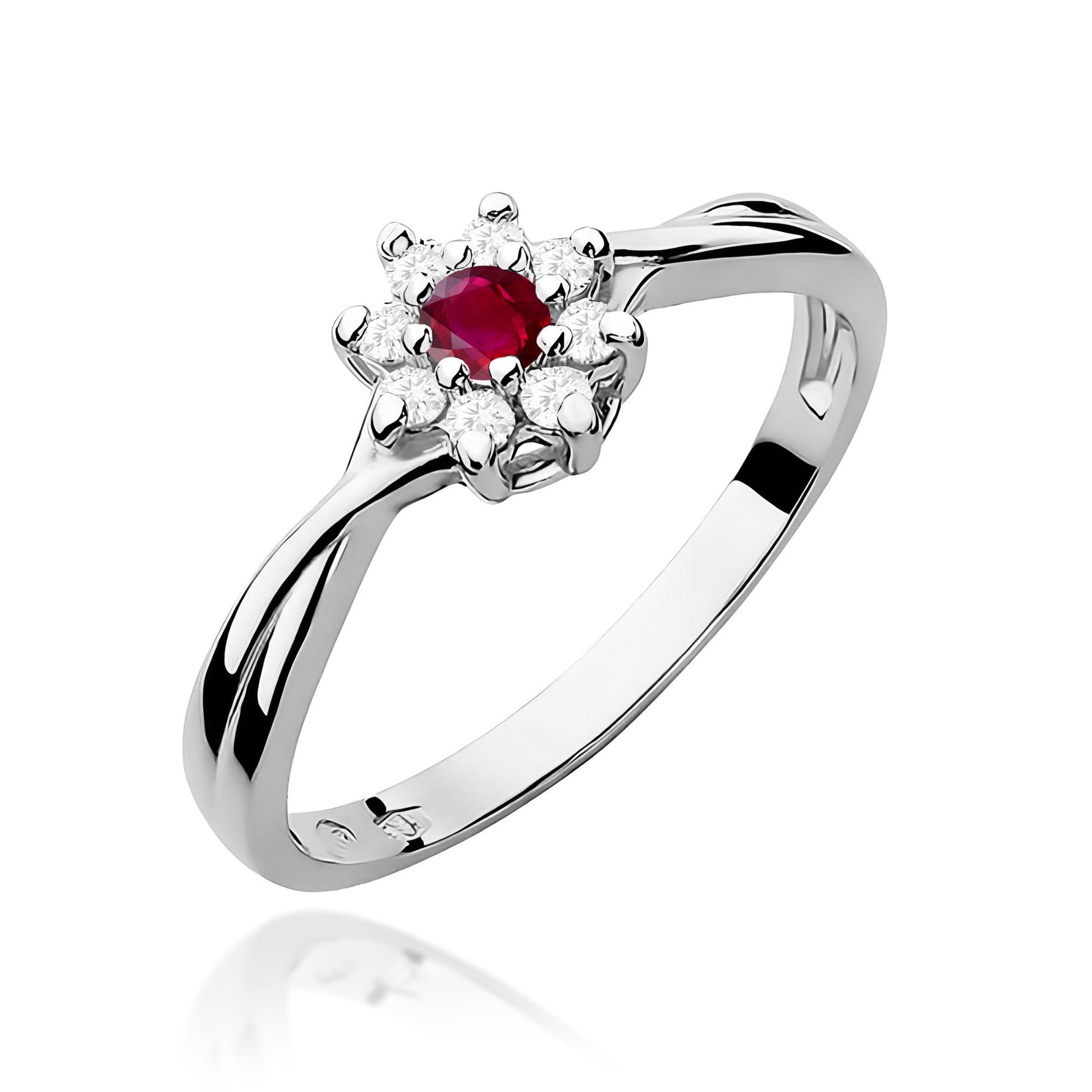 Inel Aur 9K cu Rubin 0.15 ct si Diamante Naturale 0.12 ct