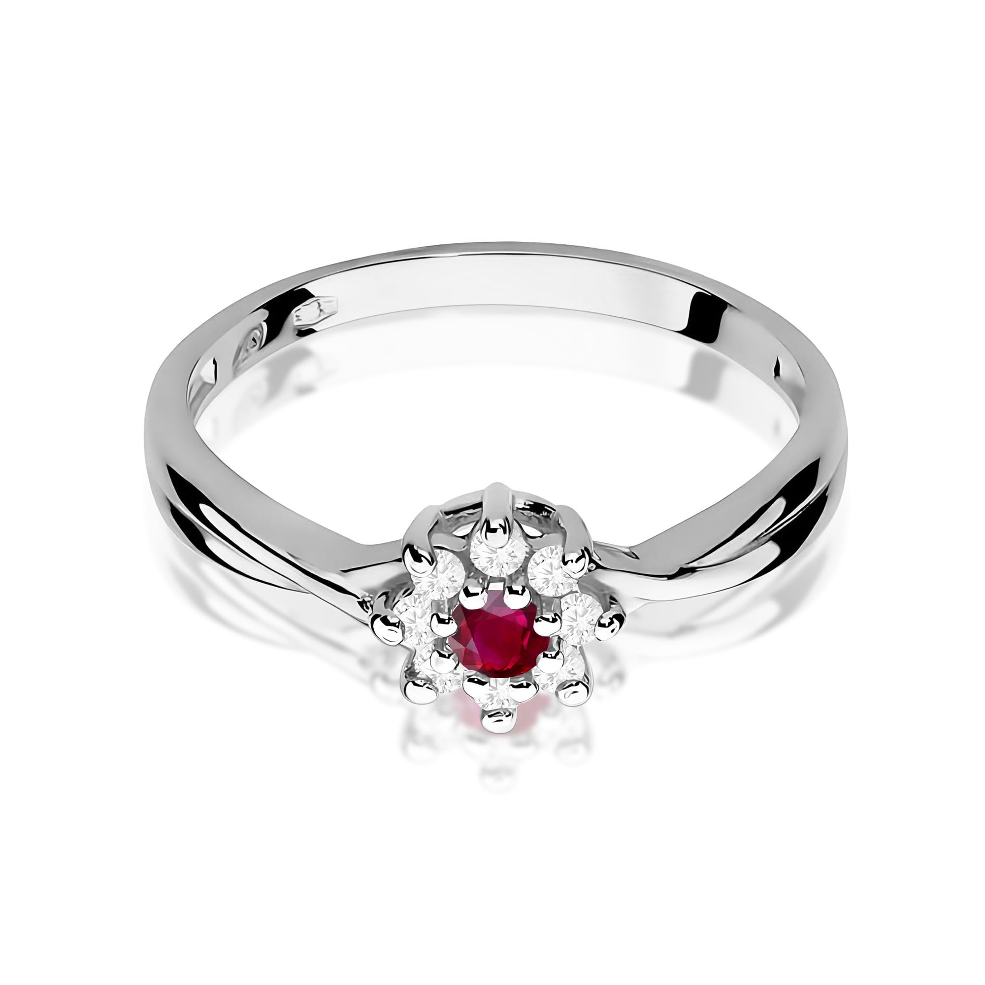 Inel Aur 9K cu Rubin 0.15 ct si Diamante Naturale 0.12 ct
