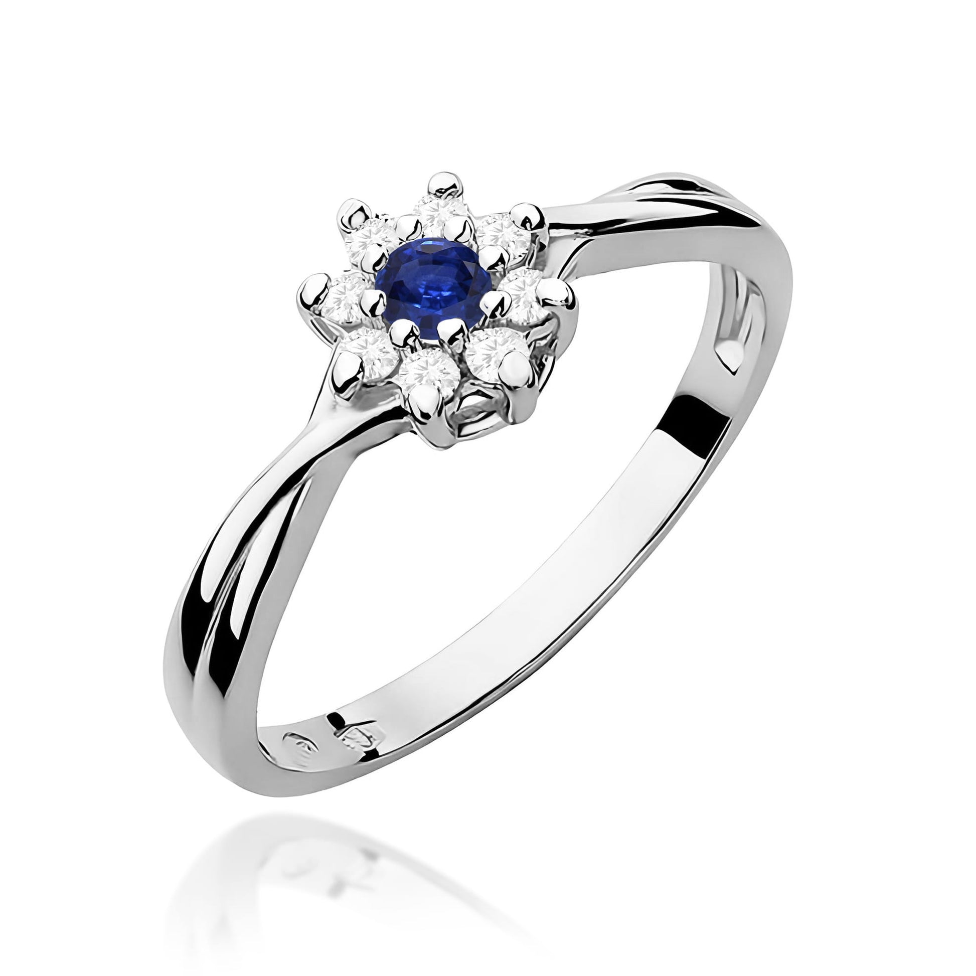Inel Aur 9K cu Safir 0.15 ct si Diamante Naturale 0.12 ct