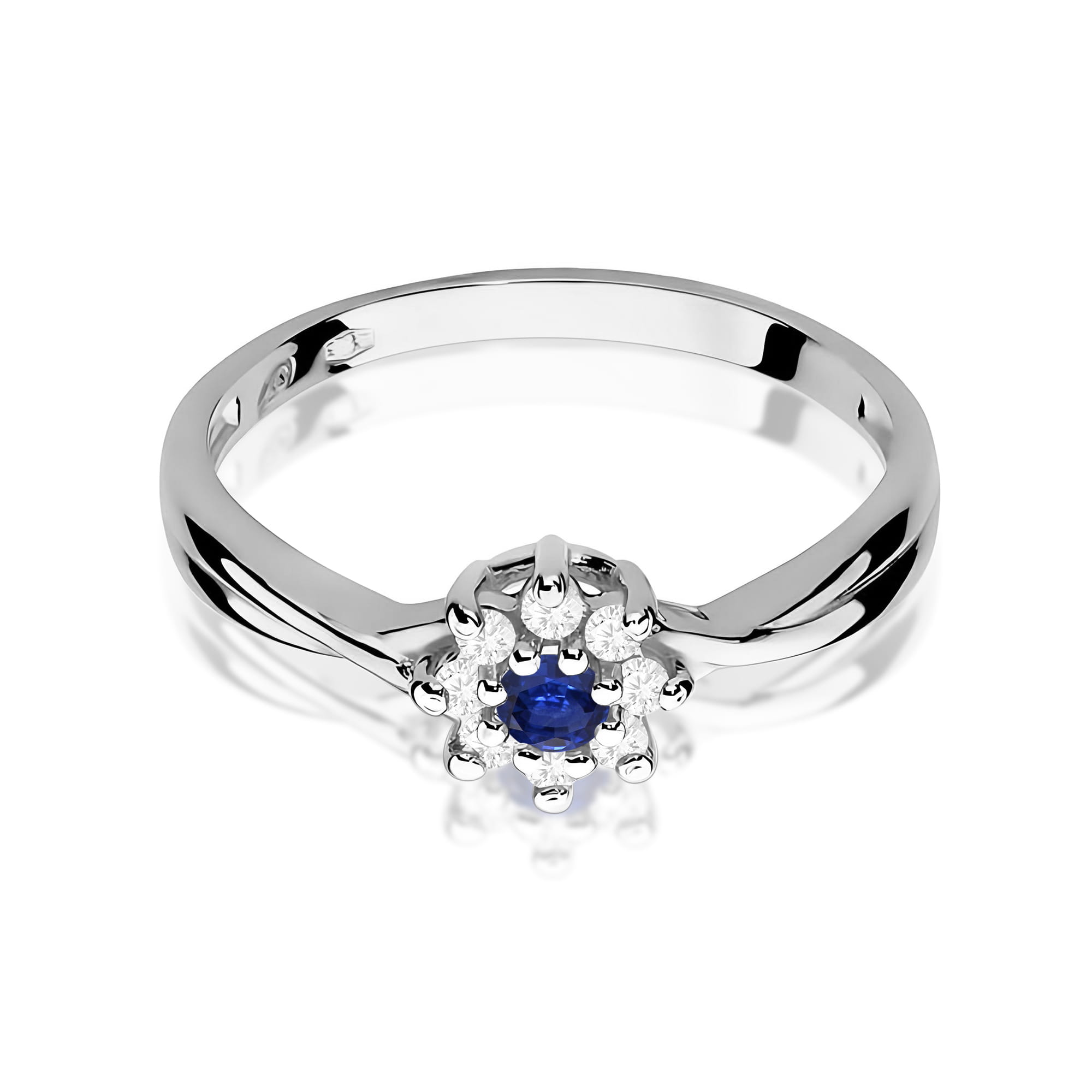 Inel Aur 9K cu Safir 0.15 ct si Diamante Naturale 0.12 ct