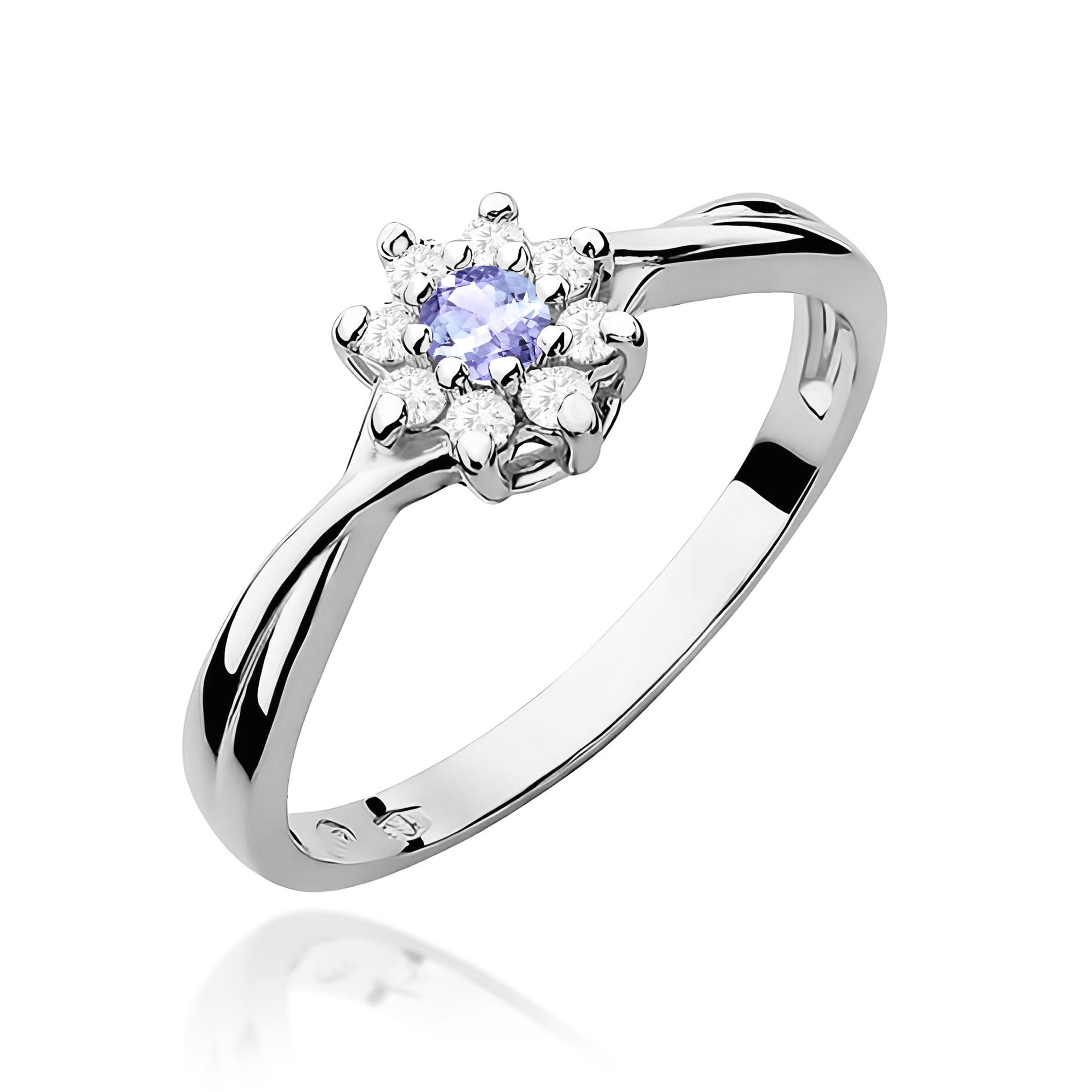Inel Aur 9K cu Tanzanit 0.15 ct si Diamante Naturale 0.12 ct