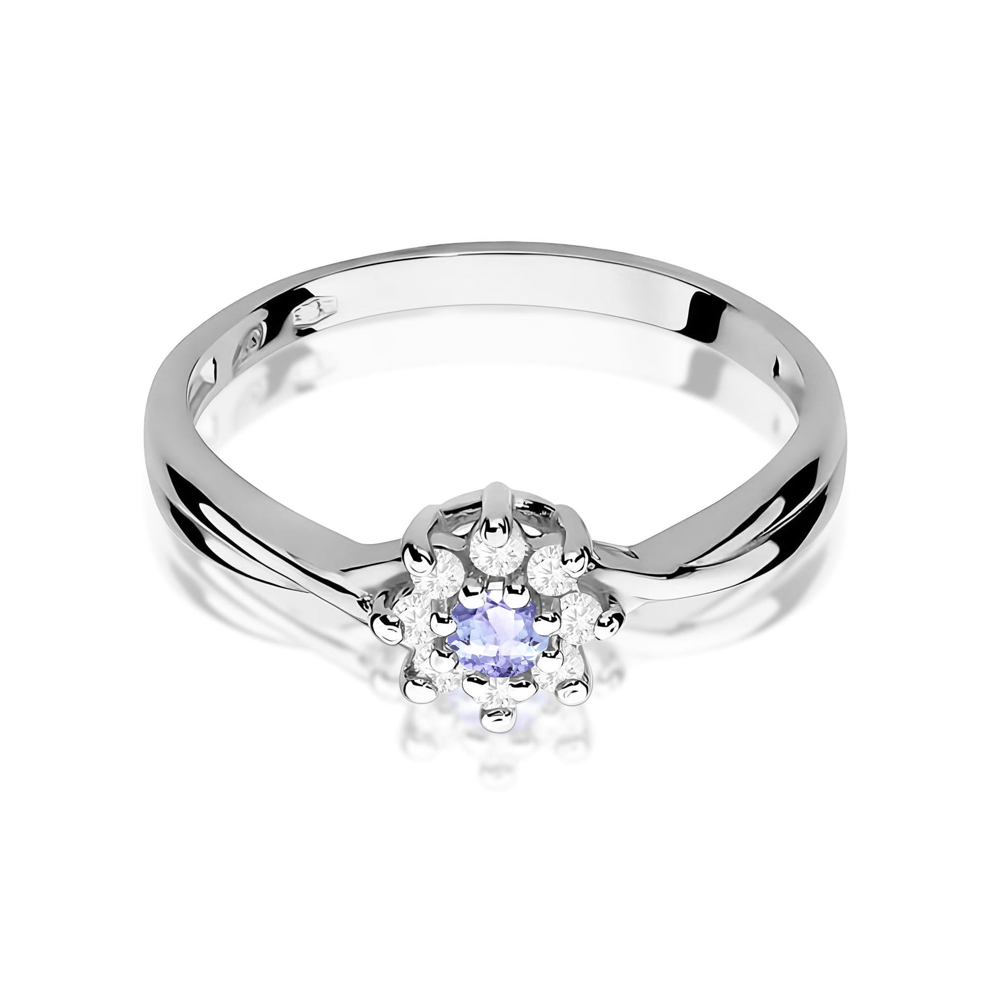 Inel Aur 9K cu Tanzanit 0.15 ct si Diamante Naturale 0.12 ct