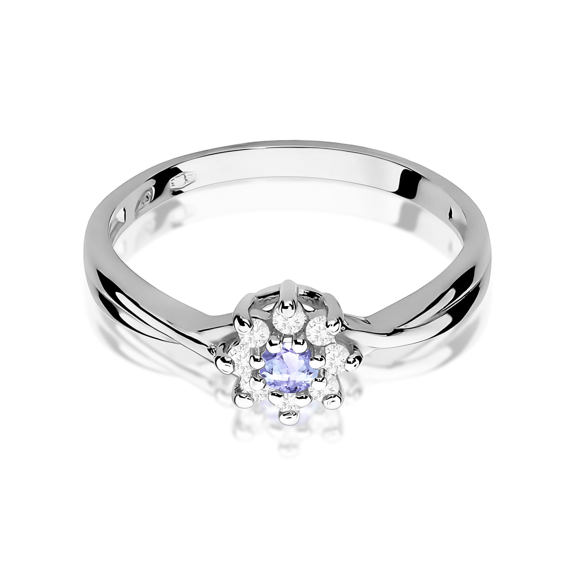 Inel Aur 9K cu Tanzanit 0.15 ct si Diamante Naturale 0.12 ct