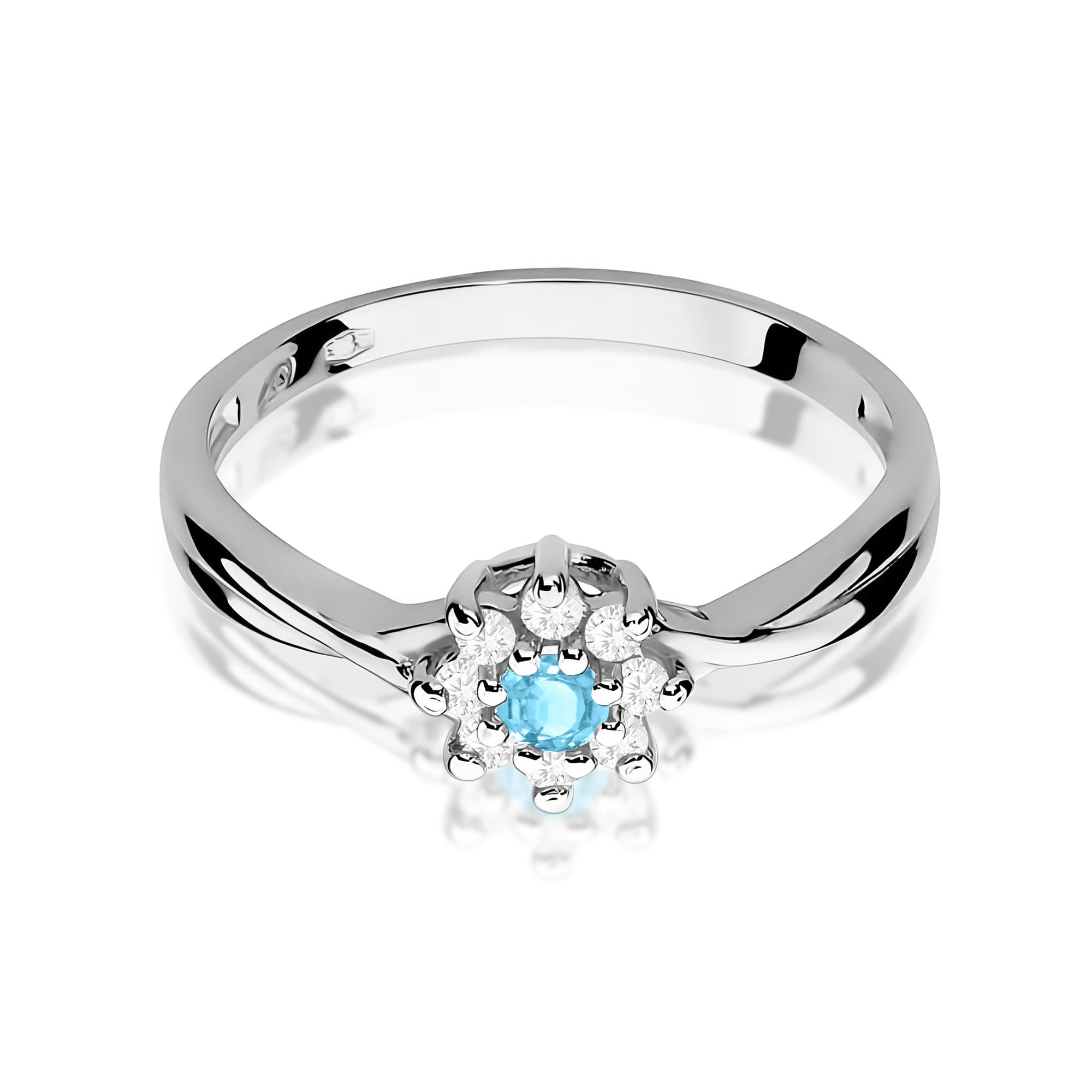 Inel Aur 9K cu Topaz Swiss 0.15 ct si Diamante Naturale 0.12 ct