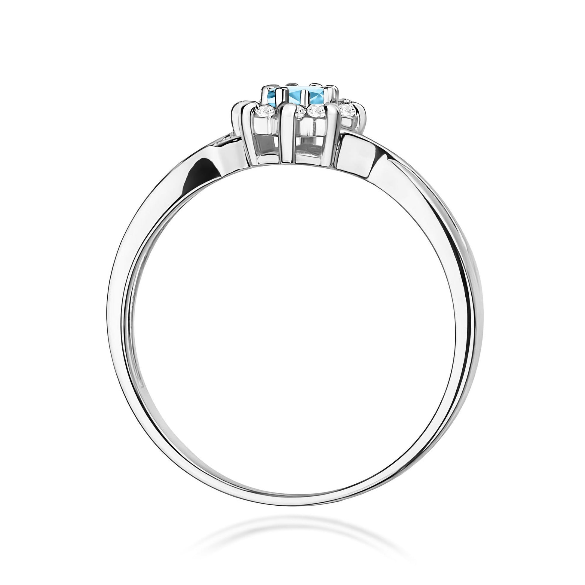 Inel Aur 9K cu Topaz Swiss 0.15 ct si Diamante Naturale 0.12 ct