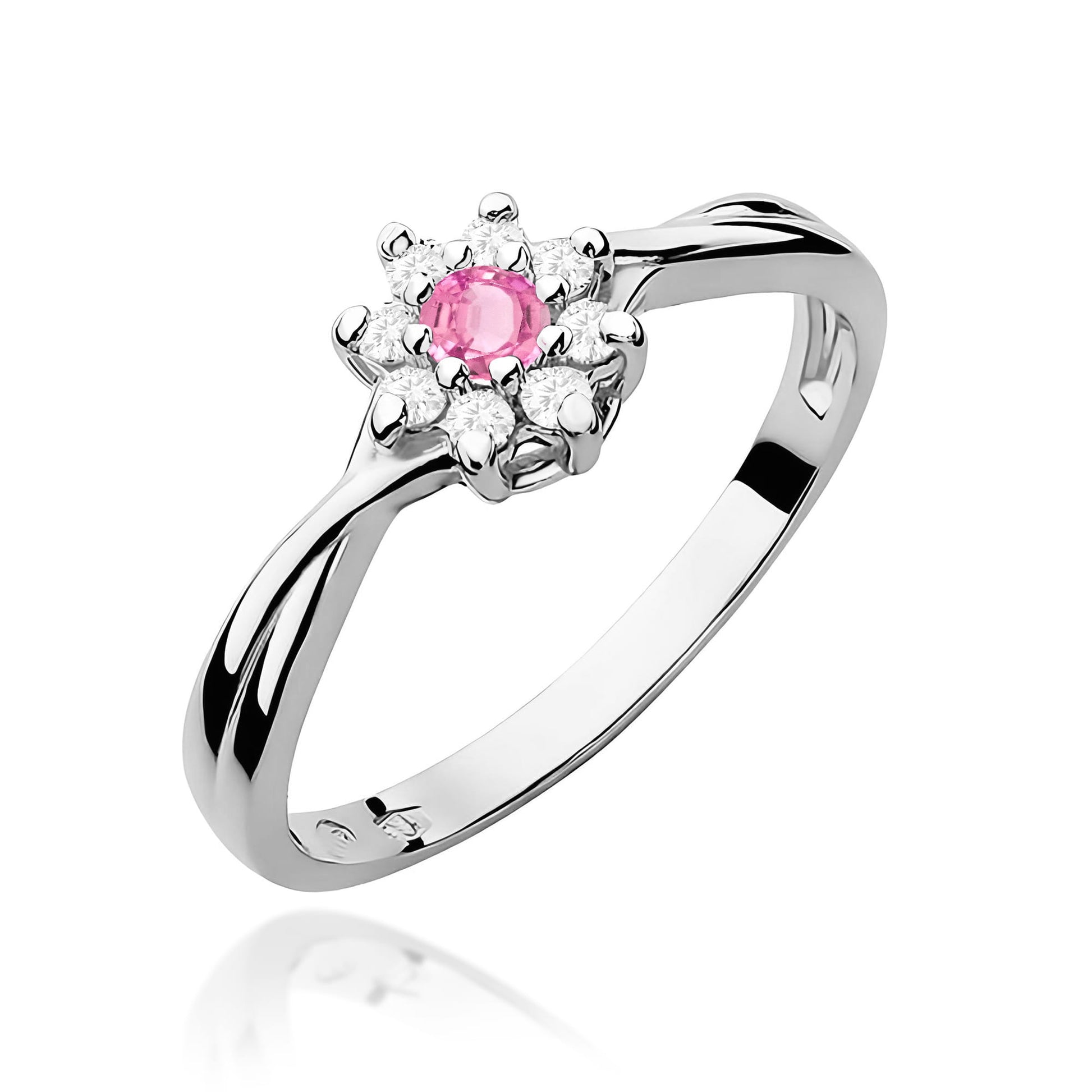 Inel Aur 9K cu Topaz Roz 0.13 ct si Diamante Naturale 0.12 ct