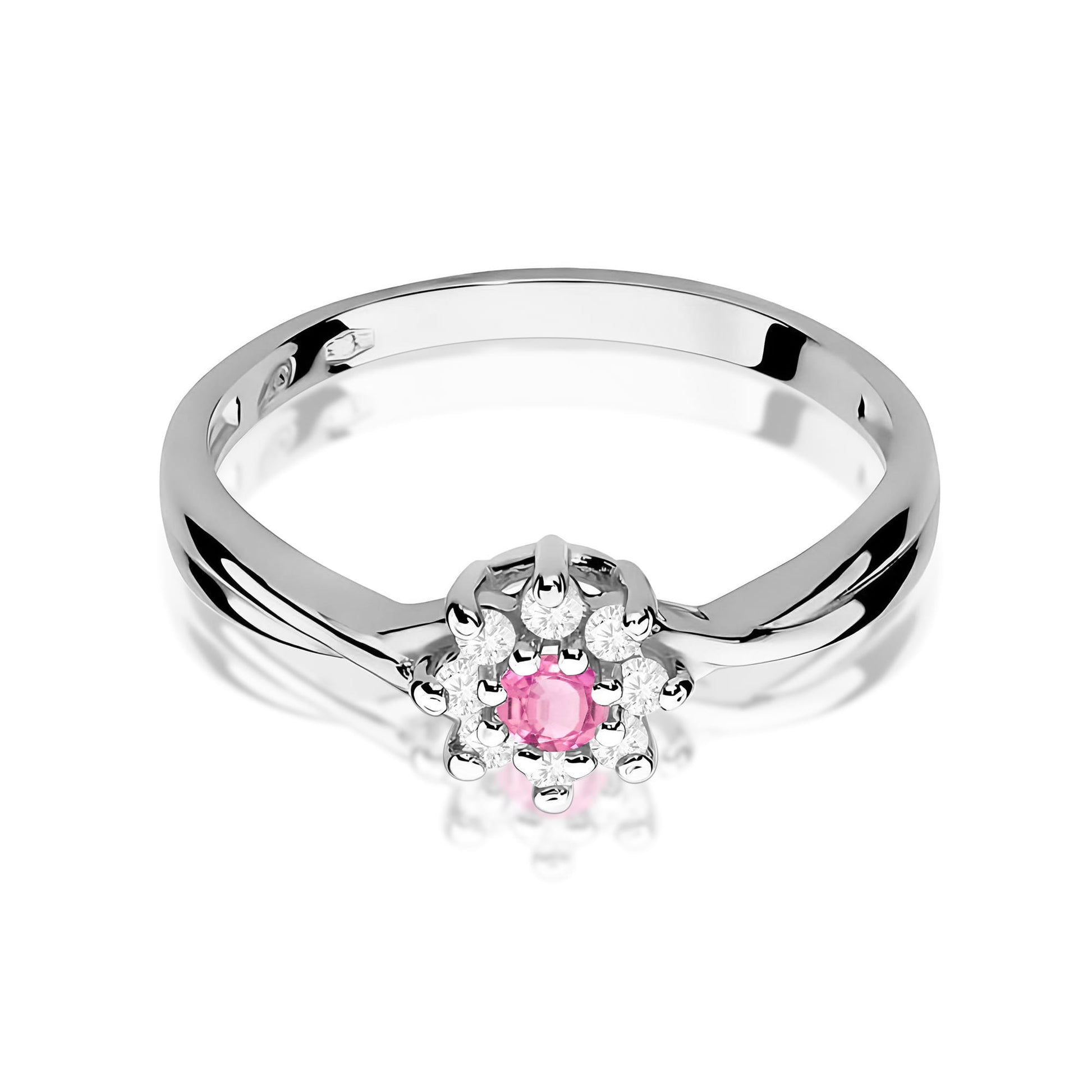 Inel Aur 9K cu Topaz Roz 0.13 ct si Diamante Naturale 0.12 ct