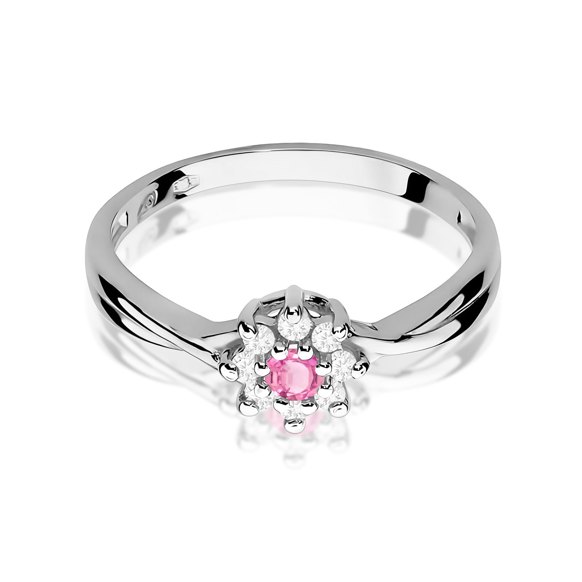Inel Aur 9K cu Topaz Roz 0.13 ct si Diamante Naturale 0.12 ct