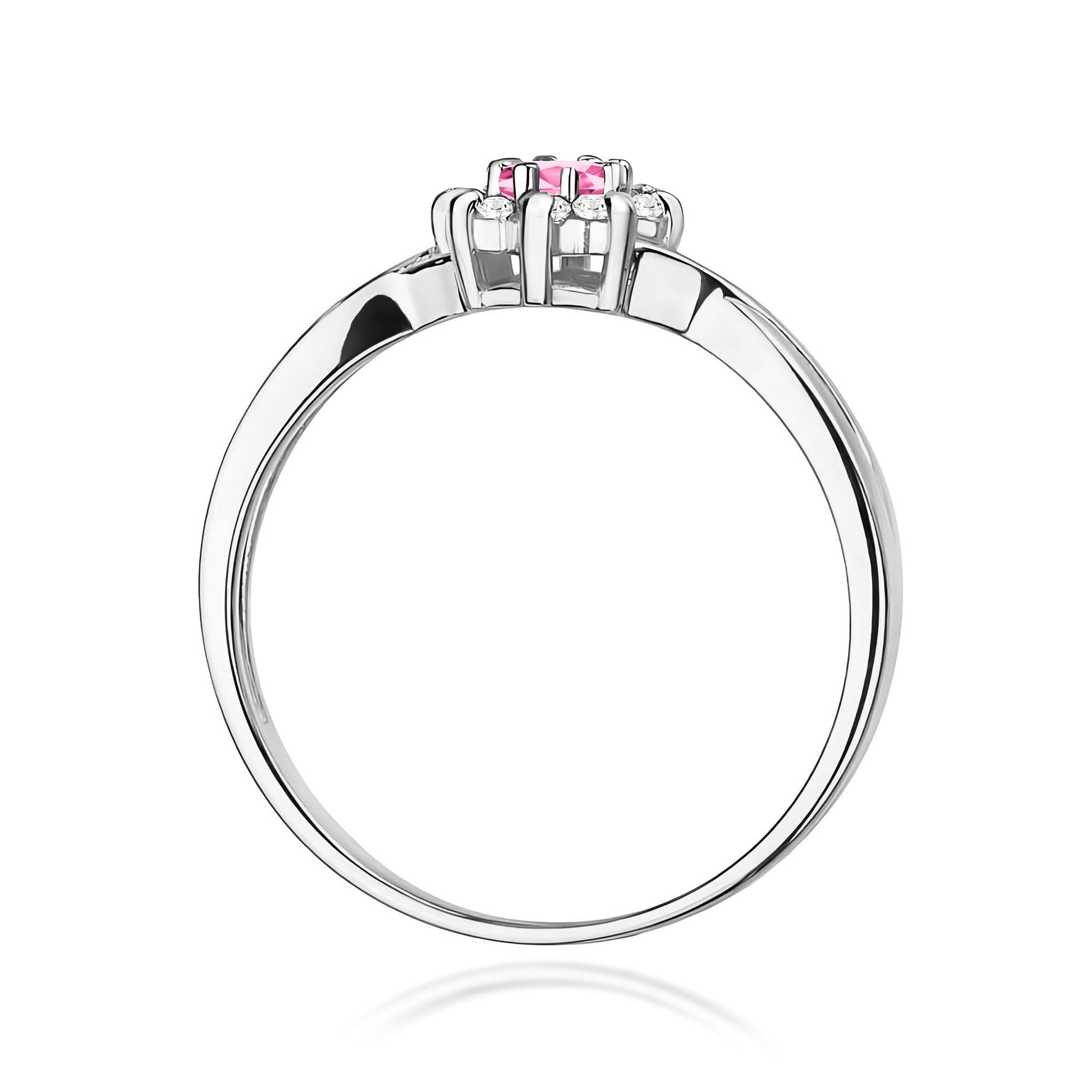 Inel Aur 9K cu Topaz Roz 0.13 ct si Diamante Naturale 0.12 ct