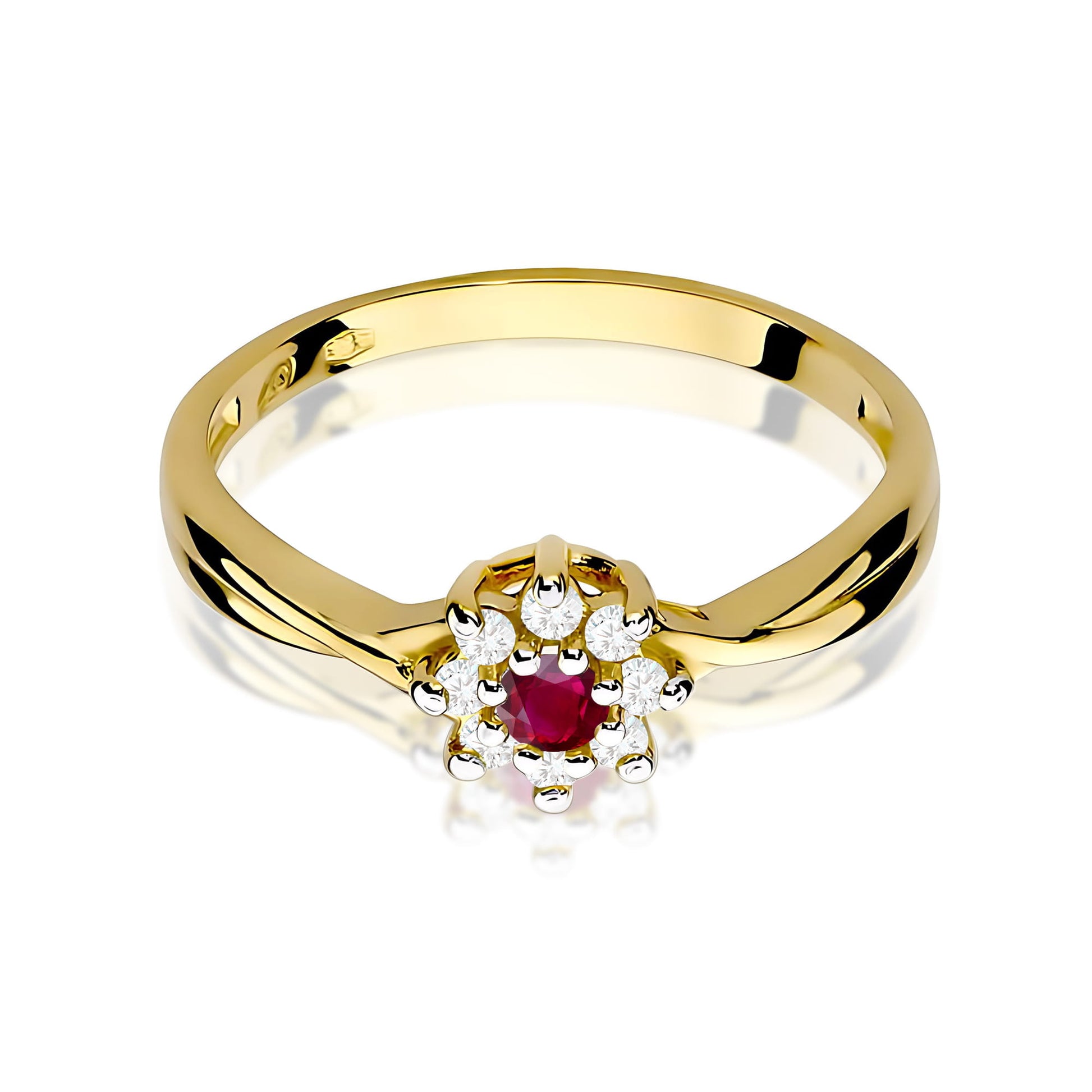 Inel Aur 9K cu Rubin 0.15 ct si Diamante Naturale 0.12 ct