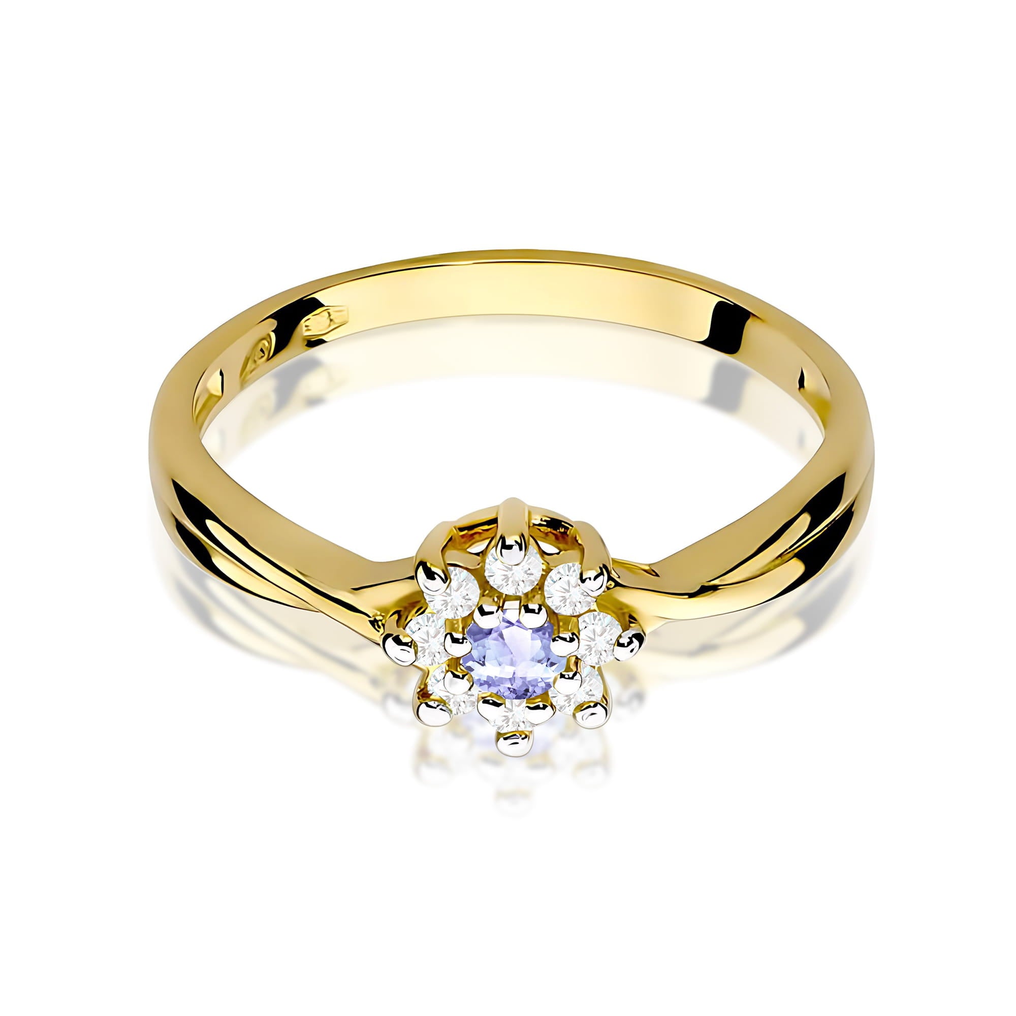 Inel Aur 9K cu Tanzanit 0.15 ct si Diamante Naturale 0.12 ct