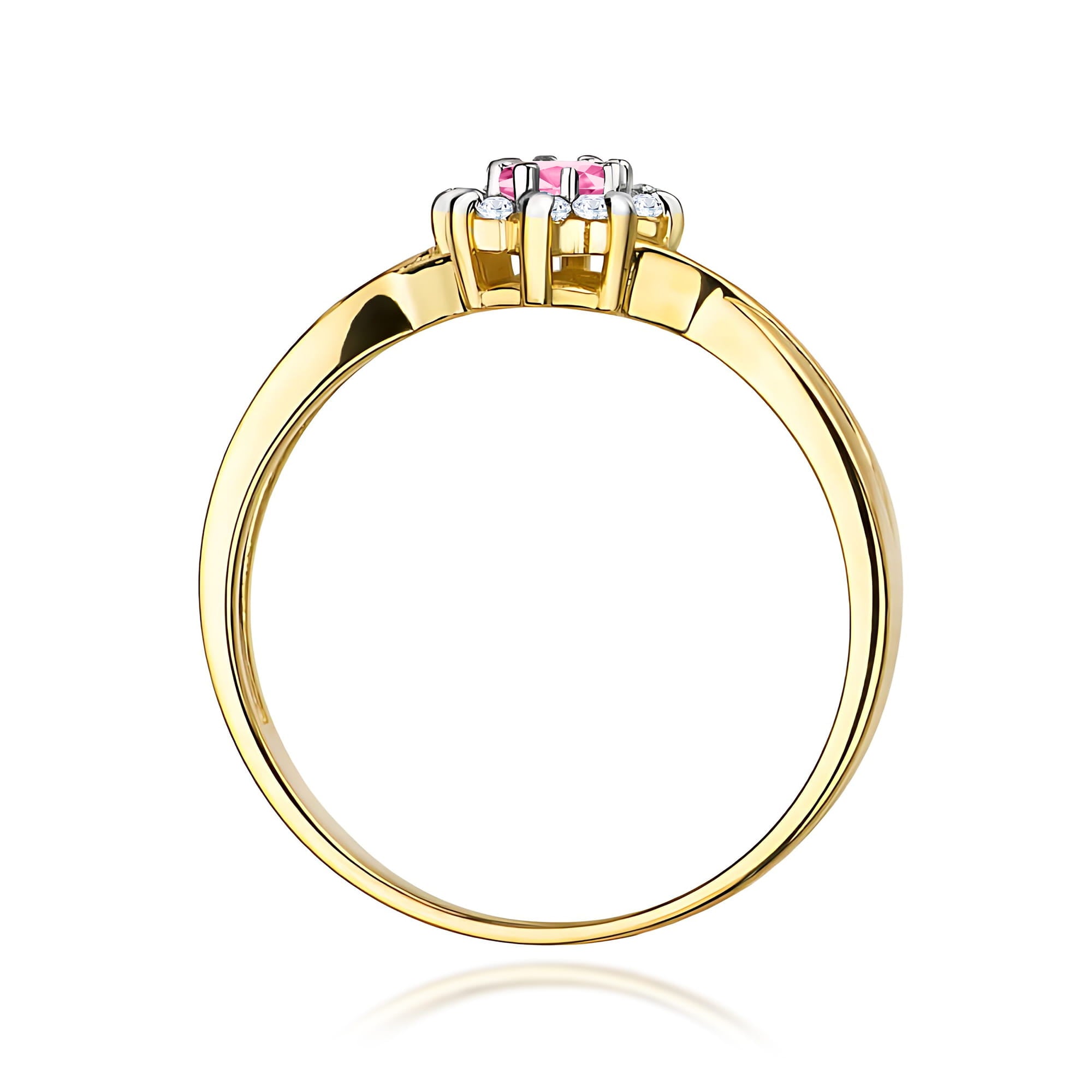 Inel Aur 9K cu Topaz Roz 0.13 ct si Diamante Naturale 0.12 ct
