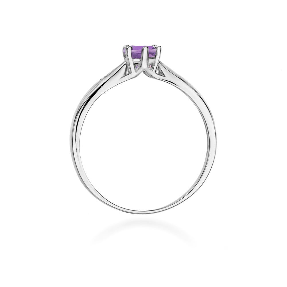 Inel Aur 9K cu Ametist 0.50 ct si Diamante Naturale 0.01 ct