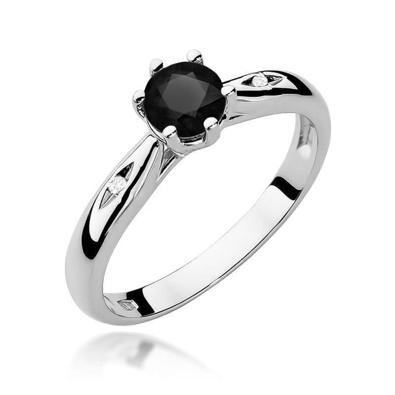 Inel Aur 9K cu Diamante Naturale Albe si Negre 0.51 ct