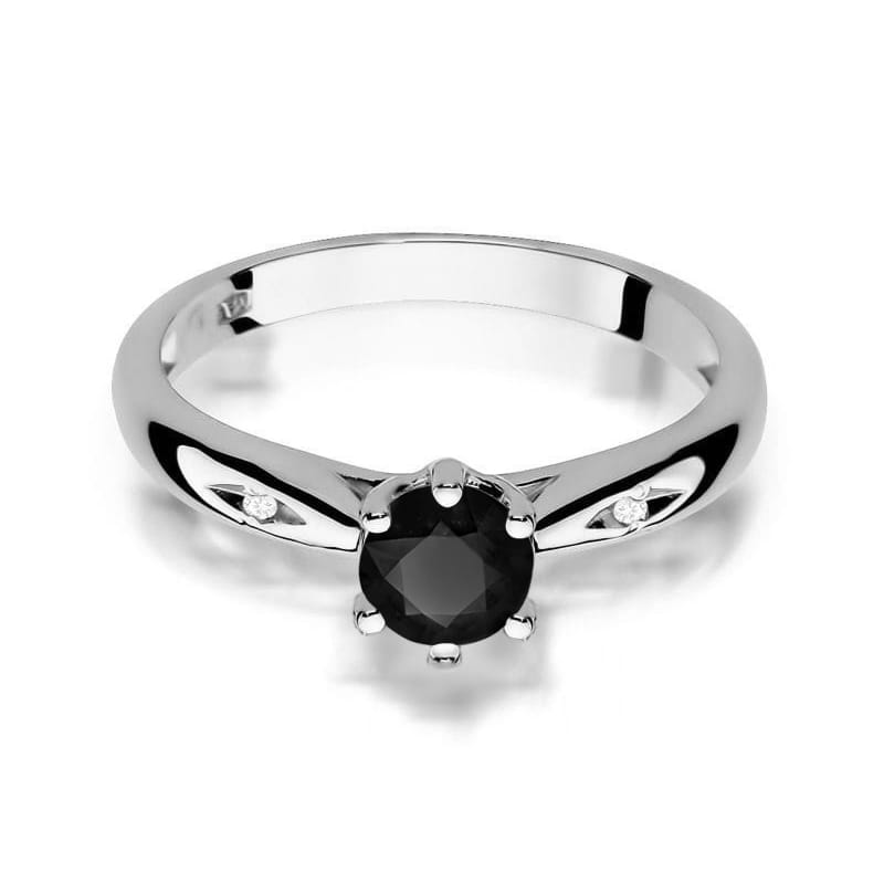 Inel Aur 9K cu Diamante Naturale Albe si Negre 0.51 ct
