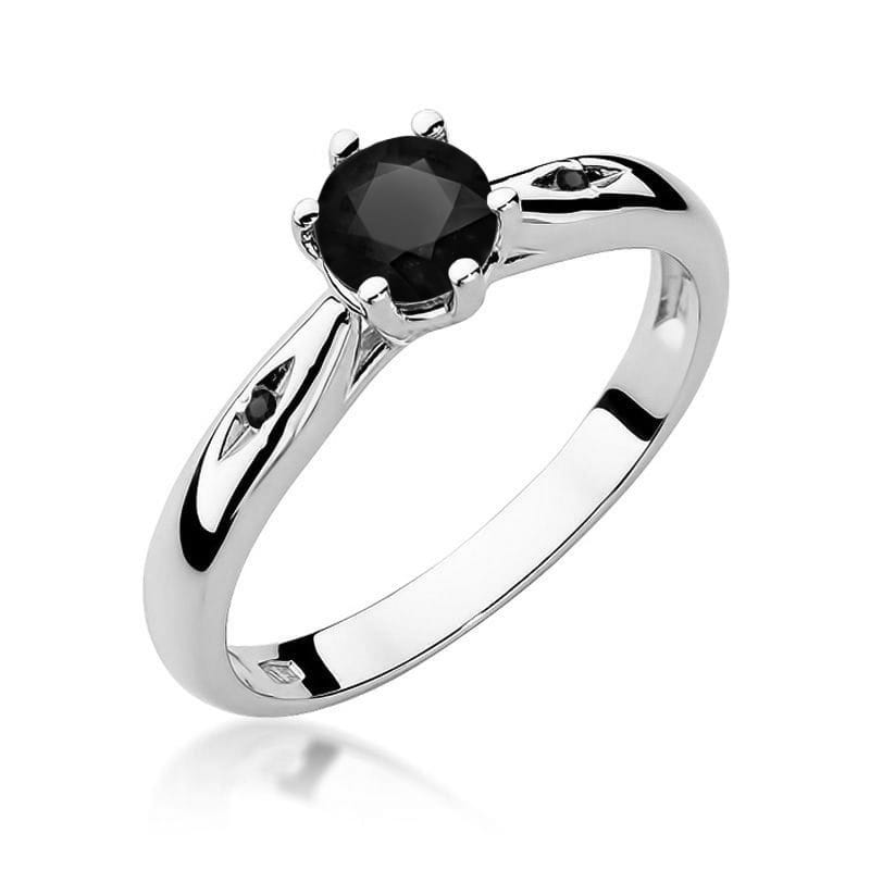 Inel Aur 9K cu Diamante Naturale Negre 0.51 ct