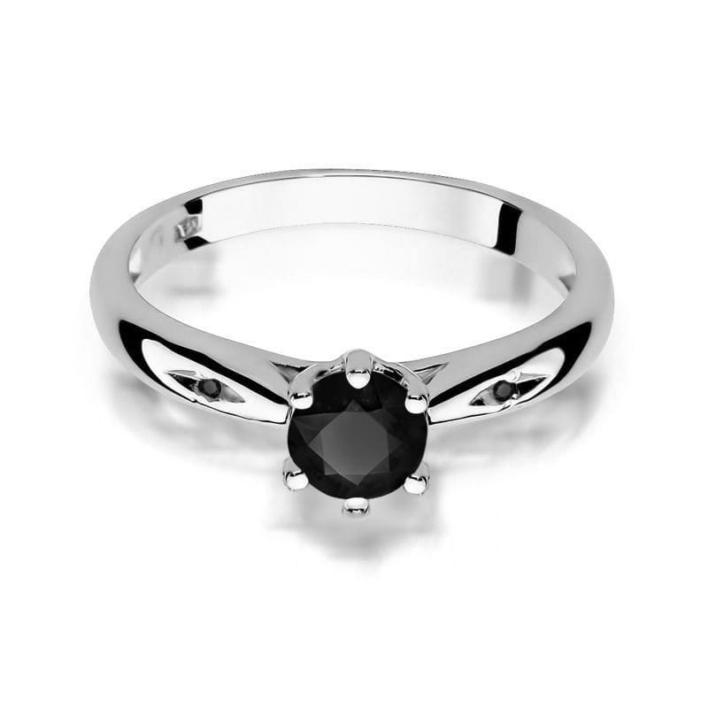 Inel Aur 9K cu Diamante Naturale Negre 0.51 ct