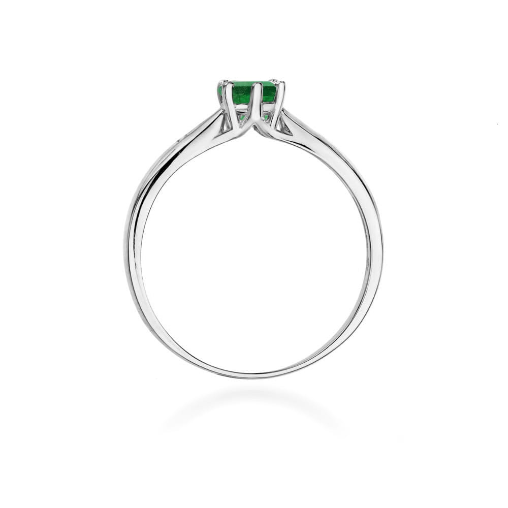 Inel Aur 9K cu Smarald 0.50 ct si Diamante Naturale 0.01 ct